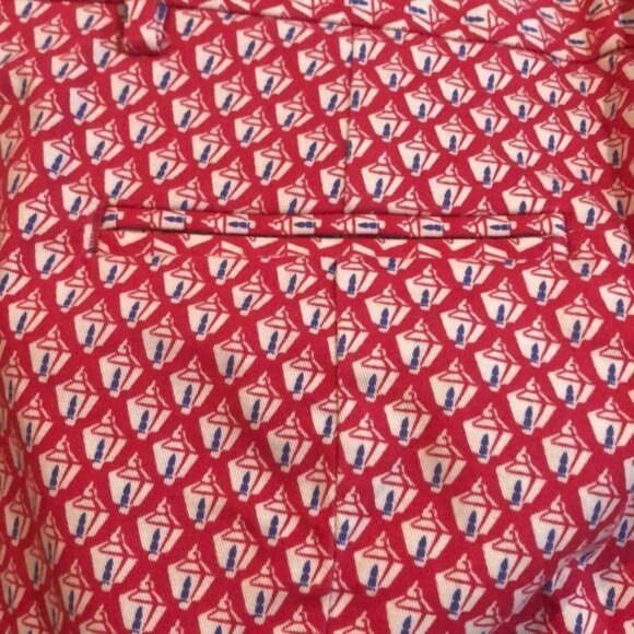 Gap Slim Cropped Stretch Pants Pink/White/Blue Geometric Print Size 4 - Picture 7 of 7